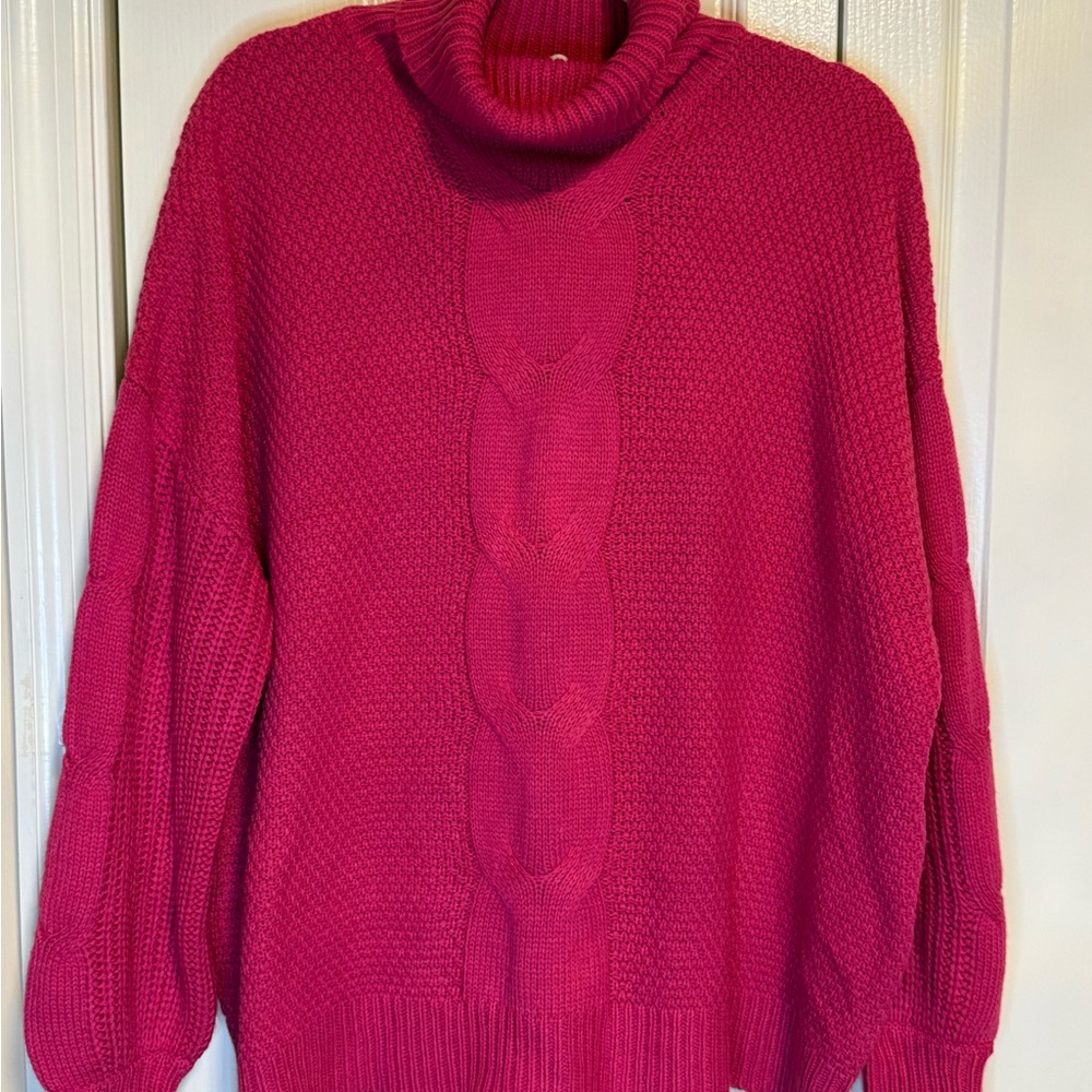 Zenana‎ Outfitters Fuchsia Cowl Neck Sweater